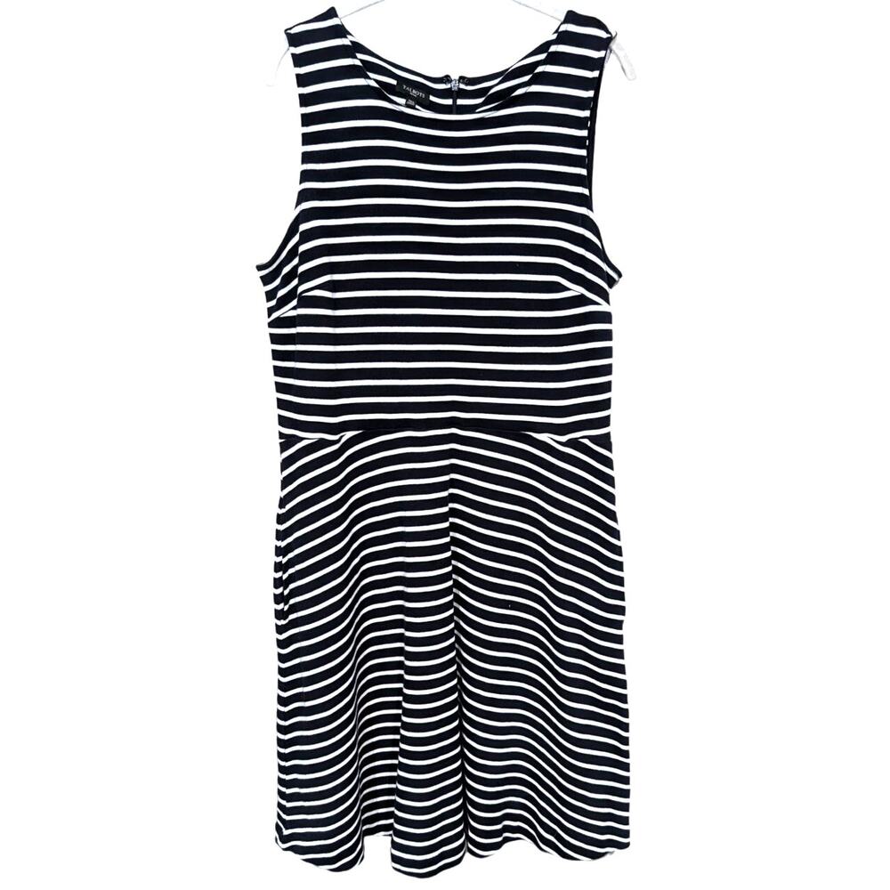 Talbots Navy Blue and White Striped Sleeveless Knit Dress sz XL Petite